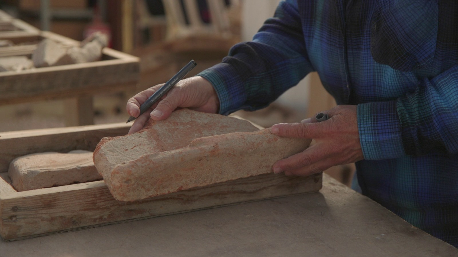 Roof Tiles from the excavation at Megiddo area
(Credit: Emil AladJem, Israel Antiquities Authority)