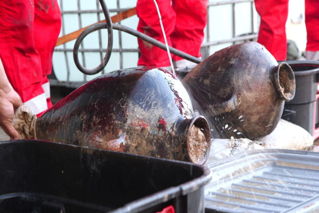 The Canaanite jars exposed to daylight after more than 3,300 years, in June 2024 (Photo: Emil Aladjem, Israel Antiquities Authority).
