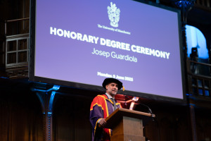 Pep Guardiola receives honorary degree, June 9 2025.  Photo: The University Of Manchester