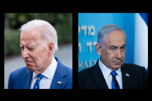 US President Joe Biden (left) and Israeli PM Benjamin Netanyahu (Original photos: Arie Leib Abrams and Yonatan Sindel/Flash90).