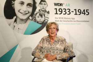 Jacqueline van Maarsen, Anne Frank's school friend, sits in the WDR studio. Cologne, Germany, June 5, 2019. Photo: Oliver Berg/dpa/Reuters.