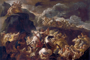 The Battle of Israel and Amalek, painting made by Luca Giordano Italian, Historically, digitally restored reproduction of a 17th-century original. Photo: via Reuters