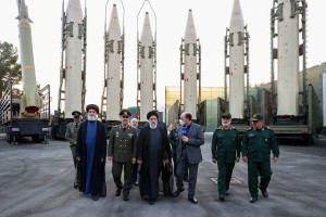 Iranian President Ebrahim Raisi visit ballistic missiles during the joining ceremony of ballistic missiles to the Armed Forces, in Tehran, Iran, August 22, 2023. Iran's Presidency/WANA (West Asia News Agency)/Handout via REUTERS).