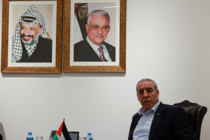 Hussein Al-Sheikh, Secretary General of the Executive committee of the Palestine Liberation Organization (PLO), speaks during an interview with Reuters, in Ramallah in the Israeli-occupied West Bank December 16, 2023. REUTERS/Ammar Awad