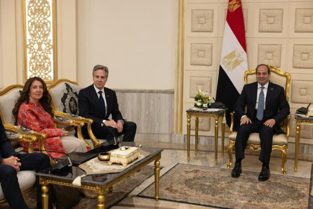 Secretary Antony J. Blinken and U.S. Ambassador Herro Mustafa Garg meet with Egyptian President Abdel Fattah El-Sisi in Cairo, Egypt, March 21, 2024. (Photo: Official State Department, by Chuck Kennedy via ABACAPRESS.COM/VIA REUTERS).