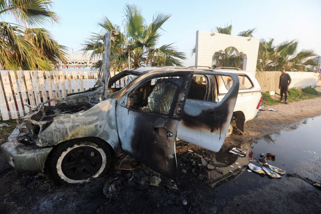 The vehicle where employees from the World Central Kitchen (WCK), including foreigners, were killed in an Israeli airstrike, in Deir Al-Balah, in the central Gaza, Strip April 2, 2024 (Photo: Ahmed Zakot/REUTERS).