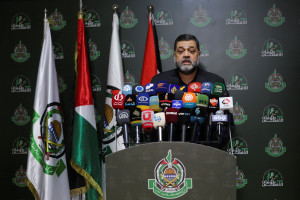 Hamas official Osama Hamdan speaks during a press conference in Beirut, Lebanon April 4, 2024 (Photo: REUTERS/Mohamed Azakir).