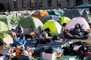 Tents at Columbia University in New York City, United States, on April 24, 2024 (Photo:  Melissa Bender/NurPhoto / Via Reuters).