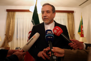 Iranian Foreign Minister Abbas Araghchi gives a briefing on the sidelines of a UN event in Lisbon, Portugal, November 27, 2024. REUTERS/Pedro Nunes