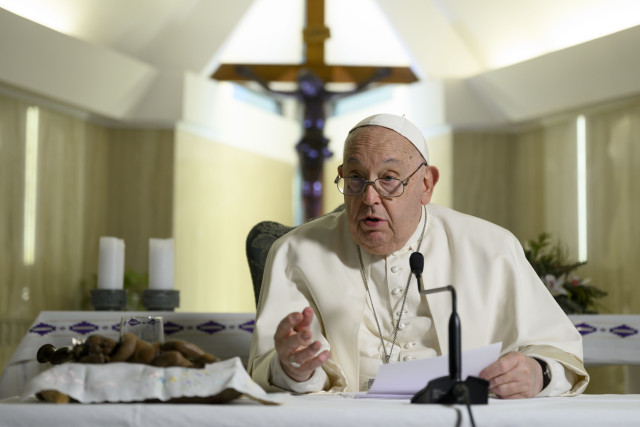 Pope Francis leading his Sunday Angelus prayer from Santa Marta Chapel at the Vatican, 2024/12/22 . Photograph by VATICAN MEDIA / Catholic Press Photo (Photo by VATICAN MEDIA via Reuters)