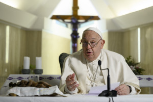 Pope Francis leading his Sunday Angelus prayer from Santa Marta Chapel at the Vatican, 2024/12/22 . Photograph by VATICAN MEDIA / Catholic Press Photo (Photo by VATICAN MEDIA via Reuters)