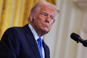 U.S. President Donald Trump holds a joint press conference with Japanese Prime Minister Shigeru Ishiba in the East Room at the White House in Washington, U.S., February 7, 2025. REUTERS/Kent Nishimura