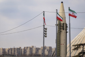 An Iran-made ballistic missile is displayed during a rally commemorating the 46th anniversary of the victory of Iran's 1979 Islamic Revolution at Azadi Square in western Tehran, Iran, on February 10, 2025 Photo: Reuters Connect by Morteza Nikoubazl