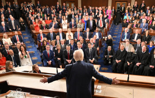 Mar 4, 2025; Washington, DC, USA; US President Donald Trump speaks during an address to a joint session of Congress at the US Capitol in Washington, DC, on March 4, 2025. Mandatory Credit: Mandel Ngan-Pool via Reuters