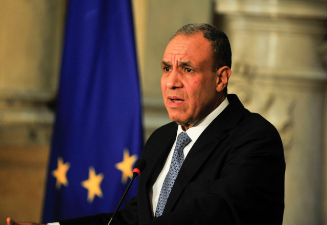 Egyptian Foreign Minister Badr Abdelatty attends a press conference with High Representative for Foreign Affairs and Security Policy and Vice-President of the European Commission Kaja Kallas (not pictured) to discuss the Gaza reconstruction plan in Cairo, Egypt, March 23, 2025. REUTERS/Shokry Hussein