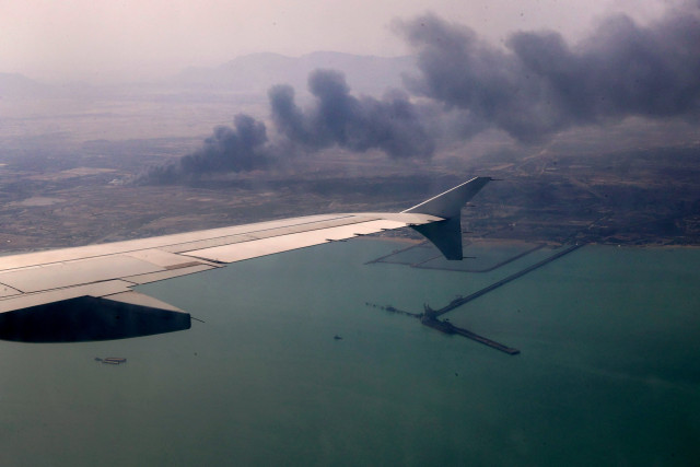 A general view of smoke following an explosion at the Shahid Rajaee port in Bandar Abbas, Iran, April 27, 2025. (Photo: Reuters)