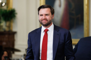 Vice President JD Vance departs an event celebrating military mothers with First Lady Melania Trump and President Donald Trump (not pictured) in the East Room of the White House in Washington DC on Thursday, May 8, 2025. (Photo by Aaron Schwartz/Sipa USA)