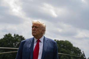 President Donald J. Trump returns to Washington, D.C., from Bedminster and Camp David, speaking with press and staff on the South Lawn, June 19, 2025. (Photo: Andrew Thomas/NurPhoto via Reuters)