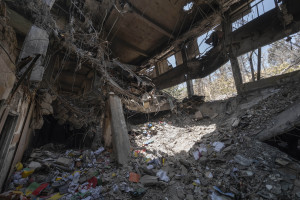 An interior view of an office building of the Evin prison is destroyed in Israeli strikes in northern Tehran, Iran, on July 1, 2025. (Photo by Morteza Nikoubazl/NurPhoto via Reuters)