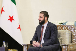 Syrian President, Ahmed al-Sharaa, meets with US Special Envoy to Syria Thomas Barrack Syrian President, Ahmed al-Sharaa, meets with US Special Envoy to Syria Thomas Barrack and his accompanying delegation at the People s Palace in Damascus, Syria, on July 9, 2025. Photo by Syrian Arab News Agency, Reuters