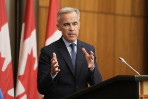 July 30, 2025, Ottawa, On, Canada: Prime Minister Mark Carney speaks with media during a news conference in Ottawa, Wednesday, July 30, 2025. Photo: By Adrian Wyld via Reuters