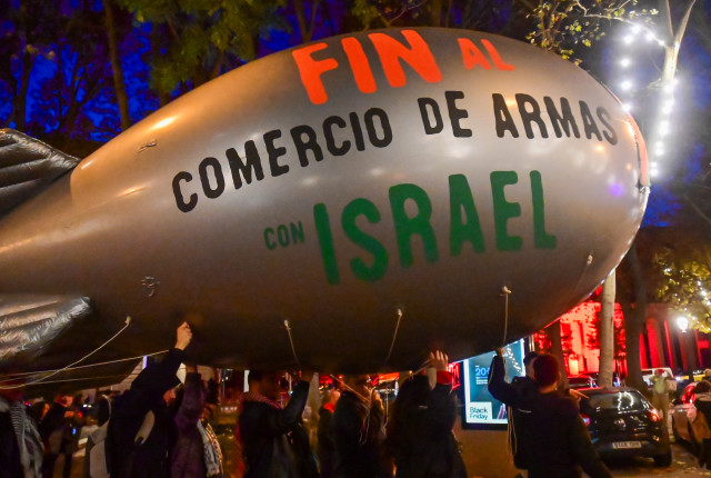 A demonstration in Madrid, Spain, marking 78 years since the partition of Palestine. Thousands of participants marched from Atocha to Gran VÃ­a calling for a comprehensive arms embargo, the severance of diplomatic relations with Israel, and denouncing the situation of the Palestinian people. 29 November, 2025 Photo: Richard Zubelzu via Reuters Connect