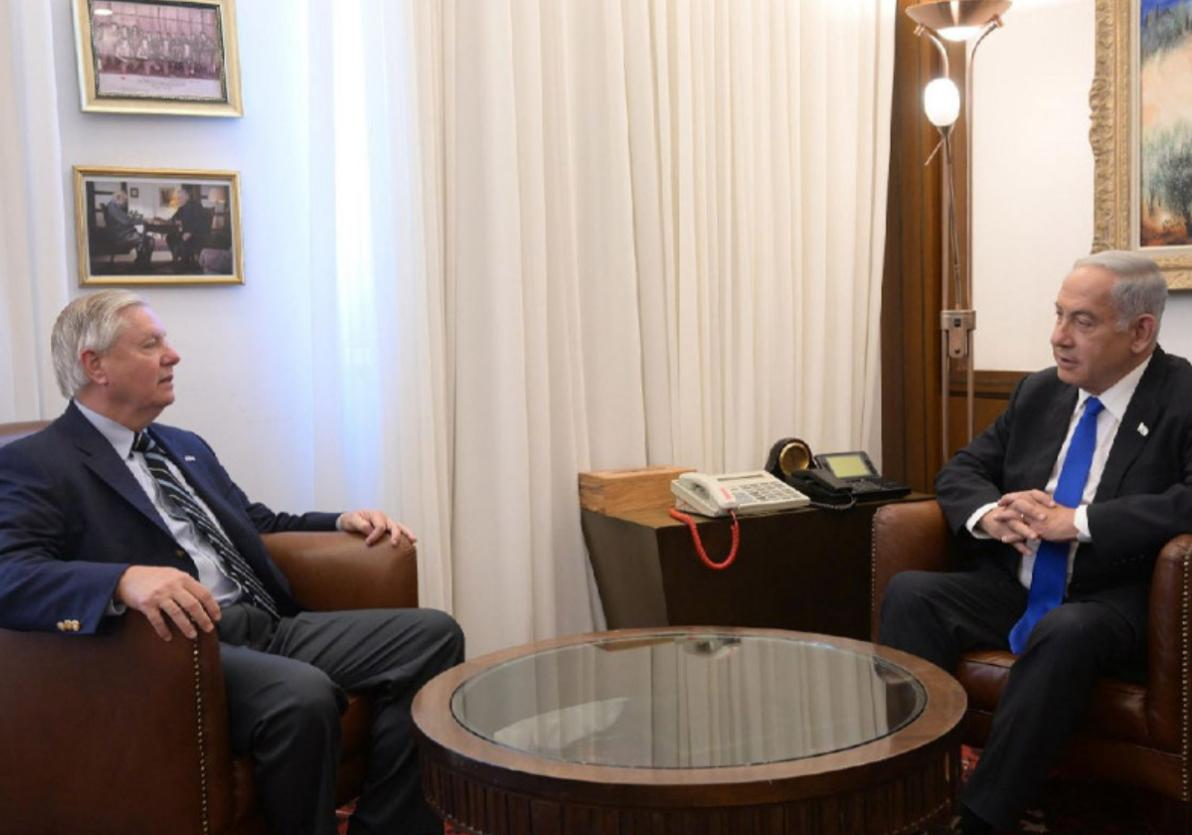 Senator Lindsey Graham meets with PM Netanyahu. Credit: Lindsey Graham's X feed