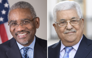 U.S. Rep. Gregory Meeks and Palestinian Authority President Mahmoud Abbas (Photos: Wikimedia Commons)