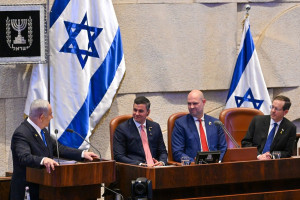 Prime Minister Benjamin Netanyahu speaks at a special Knesset session in honor of President of the Republic of Paraguay Santiago Peña, Dec. 11, 2024. (Photo: Koby Gideon/GPO)