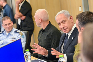 Israeli Prime Minister Benjamin Netanyahu attends IDF 'Firm Hand' exercise at IDF Operational Headquarters, May 31, 2023 (Photo: Kobi Gideon/GPO)