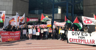 BDS protest against UK bank HSBC, Dec. 13, 2021 (Photo: BDS movement/Twitter)