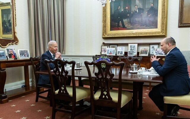 Prime Minister Naftali Bennett and U.S. President Joe Biden in the Oval Office of the White House, Friday, Aug. 27, 2021, in Washington. (Photo: White House/Twitter)