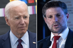 US President Joe Biden, Israeli Finance Minister Bezalel Smotrich (Photo: Sipa USA via Reuters, Chaim Goldberg/Flash90)