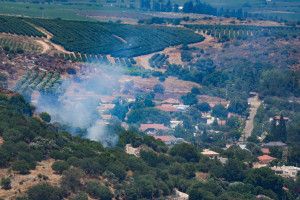 View of a fire that started from missiles and drones launched from Lebanon near the Israeli border with Lebanon, June 23, 2024. (Photo: Ayal Margolin/Flash90)