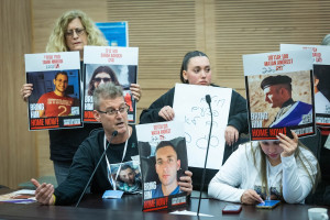 Hagai Angrest, the father of hostage Matan Angrest, speaks during Economic Committee meeting at the Knesset in Jerusalem, March 3, 2025. (Photo: Chaim Goldberg/Flash90)