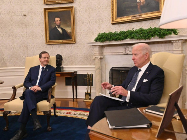 Israeli President Isaac Herzog meets with US President Joe Biden in the Oval Office, at the White House, October 26,  2022. (Photo: Kobi Gideon/GPO)