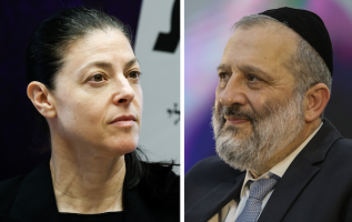 Labor Party leader Merav Michaeli (Photo: Yonatan Sindel/Flash90), Shas Party leader Aryeh Deri (Photo: Noam Revkin Fenton/Flash90)