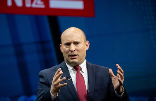 Yamina chairman MK Naftali Bennett attends a conference of the Israeli Television News Company in Jerusalem on March 7, 2021. (Photo: Yonatan Sindel/Flash90)