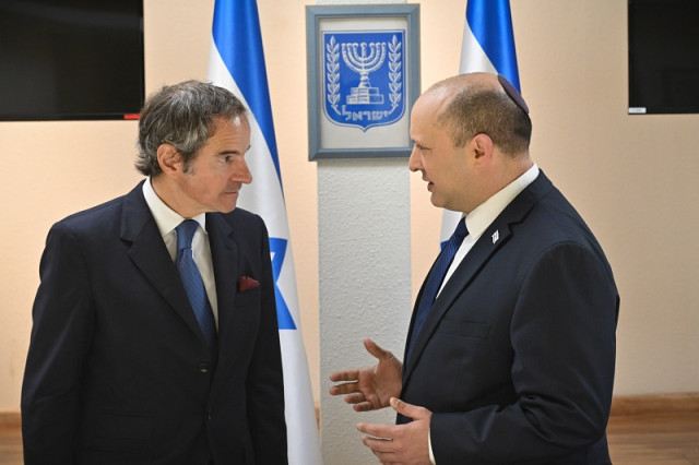Director General of the International Atomic Energy Agency Rafael Grossi meets with Israel Prime Minister Naftali Bennett, June 3, 2022 (Photo: Kobi Gideon/GPO)
