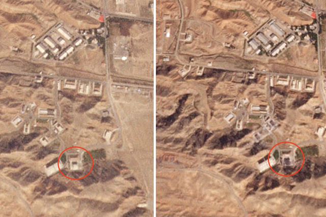 Iran’s Parchin military base before (left) and after (right) the Israeli strike on Oct. 26, 2024. (Photo: Reuters/ Planet Labs)