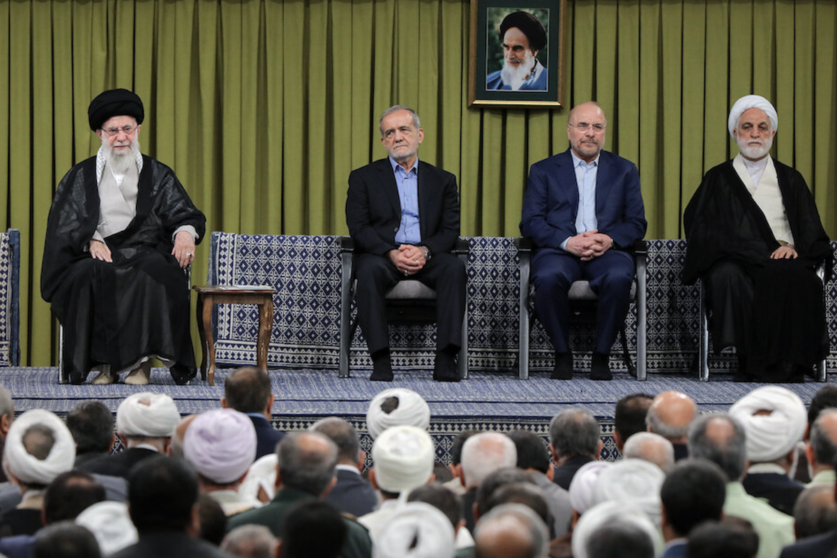 Iranian Ayatollah Khamenei met with participants in the Islamic Unity Conf. and govt. officials, Sept. 21, 2024. (Photo: Office of the Supreme Leader)
