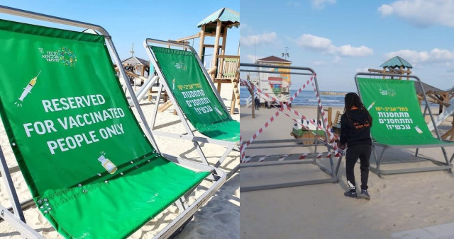 Beach chairs in Tel Aviv, before and after (Photo: Tel-Aviv-Jaffa Municipality)