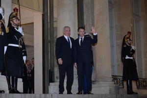 Israeli Prime Minister Netanyahu welcomed by French President Emmanuel Macron at the Elysee Palace in Paris, Feb. 2, 2023 (Photo: Amos Ben-Gershom/GPO)