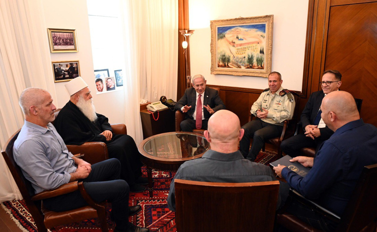 Prime Minister Benjamin Netanyahu Meets with Druze Spiritual Leader Shaykh Mowafaq Tarif, June 21, 2023 (Photo: Haim Zach/GPO)