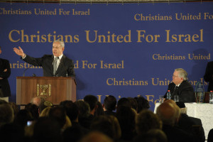 Prime minister Benjamin Netanyahu speaks at the Evangelical Christian movement and a mission of approximately 800 members of Pastor John Hagee’s Christians United for Israel (CUFI) organization, in Jerusalem on Sunday night MArch 18 2012. Photo by Amos Ben Gershom/Flash90