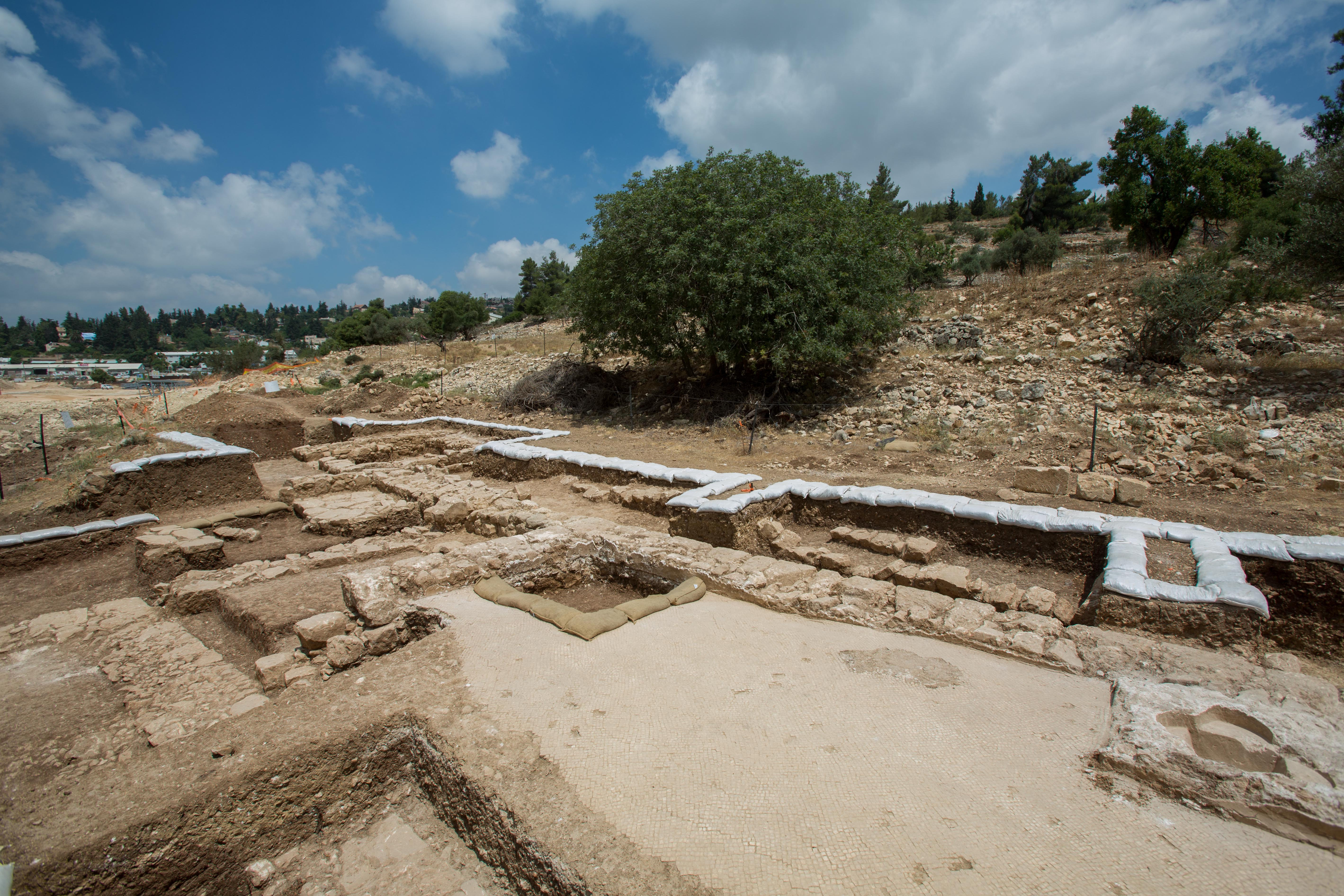 A view of an ancient Byzantine church dating from 1,500 years ago discovered during an archaeological rescue excavation near Jerusalem on June 10, 2015. Photo by Yonatan Sindel/Flash90