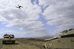 Israeli soldiers from the Armored Corps take part in a military exercise with drones in the Golan Heights. Photo by Michael Giladi/Flash90