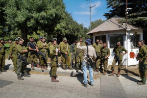IDF reserve units help guard a Kibbutz near the Syrian border in northern Golan Heights on October 8, 2023. Photo by Michael Giladi/Flash90