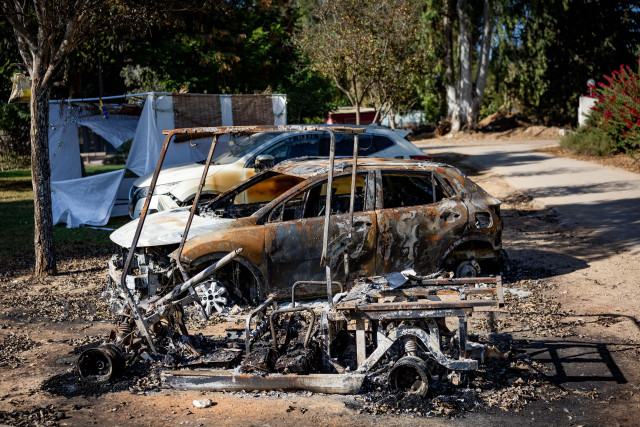 The destruction caused by Hamas terrorists in Kibbutz Nahal Oz, near the Israeli-Gaza border, in southern Israel, October 20, 2023. Photo by Yonatan Sindel/Flash90