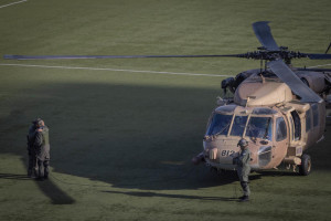 An Israeli soldier wounded in the ground invasion in Gaza, is brought to Shaarei Tzedek hospital in Jerusalem, November 13, 2023. Photo by Chaim Goldberg/Flash90